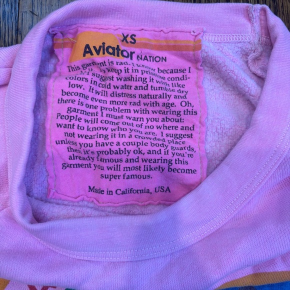 Aviator Nation Relaxed Crew Sweatshirt - Neon Pink - Picture 2 of 4